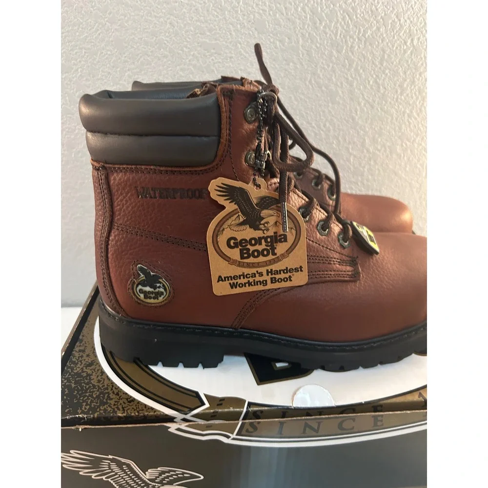 Georgia Boot Men's Brown Steel Toe Waterproof Oiler Work Boot Size 11.5W New!